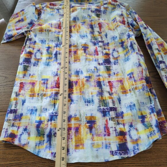 1 like no other long sleeve button front abstract colorful Men's shirt size M - Picture 13 of 16